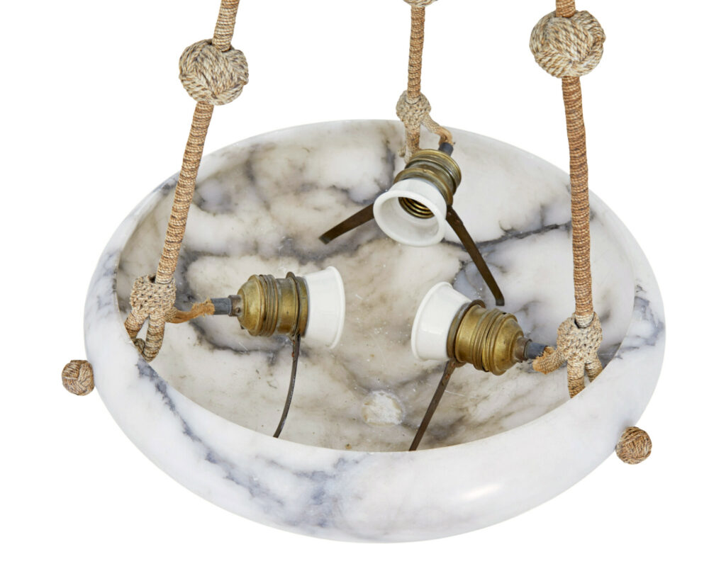 Art Deco Grey and White Alabaster Pendant Light — image 5