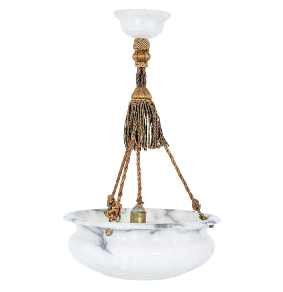 Art Deco Period Alabaster Hanging Pendant Light