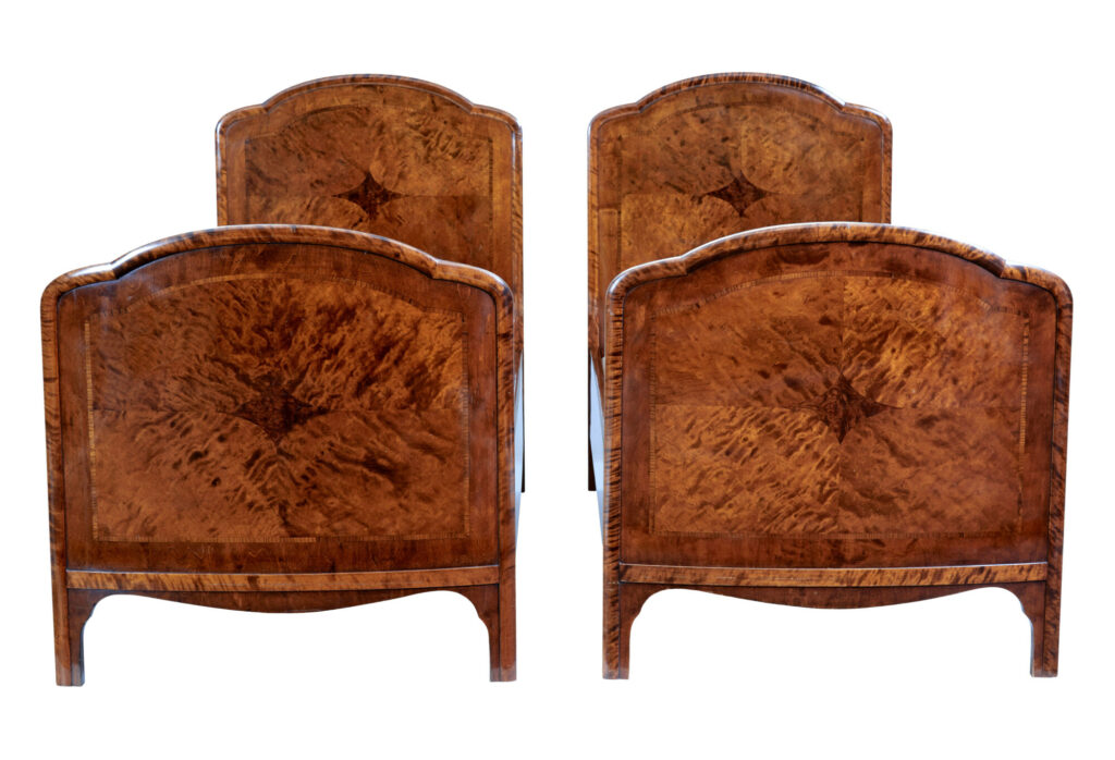 Fine Pair of Early 20th Century Inlaid Birch Single Beds — image 6