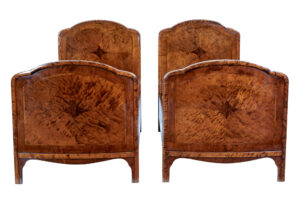 Fine Pair of Early 20th Century Inlaid Birch Single Beds — thumbnail 6