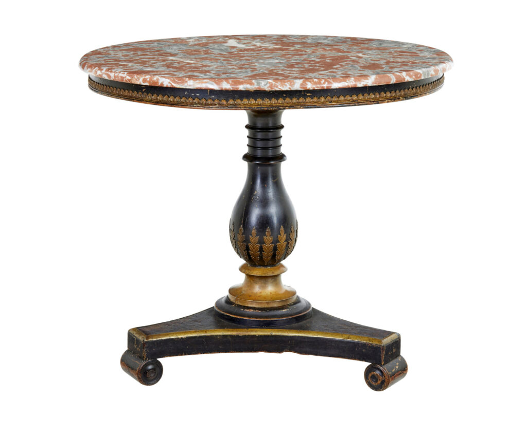 19th Century Ebonised Marble Top Centre Table — image 9