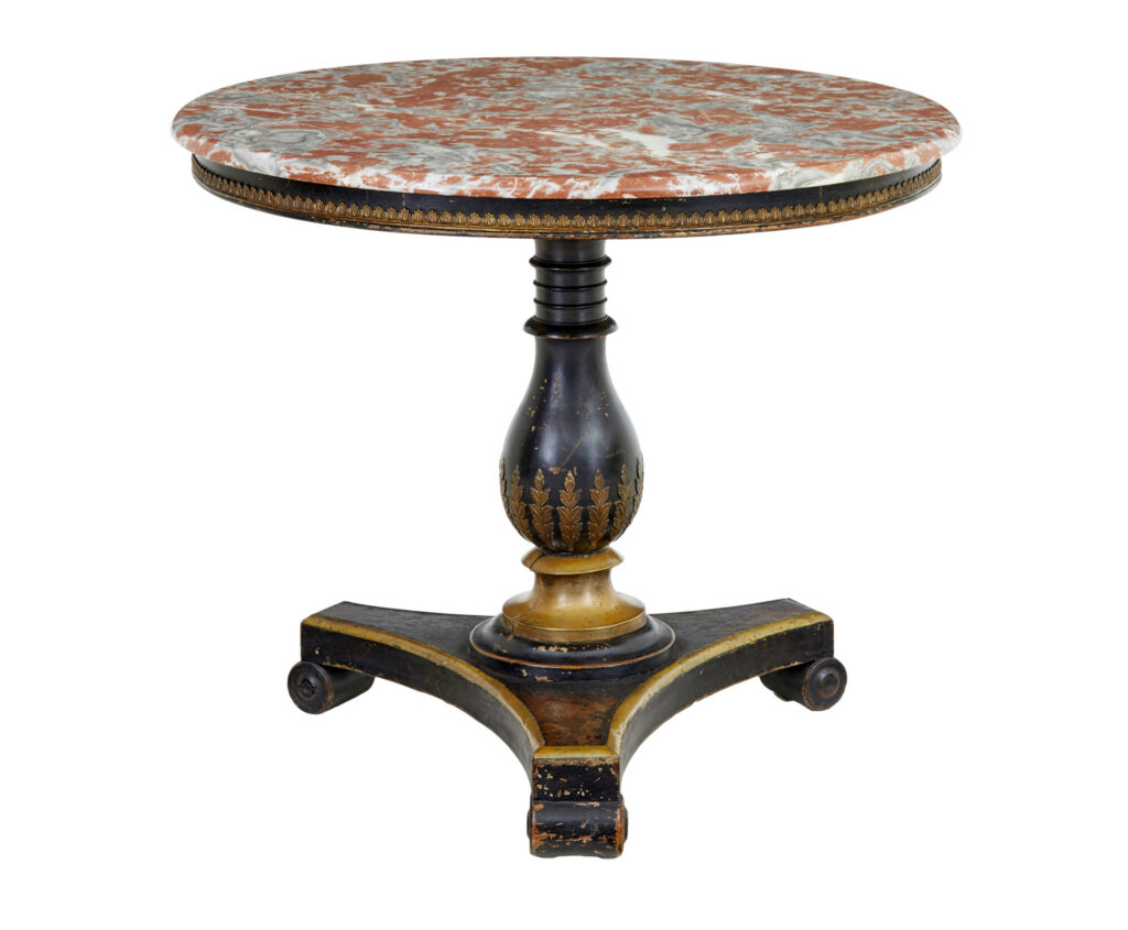 19th Century Ebonised Marble Top Centre Table — image 10