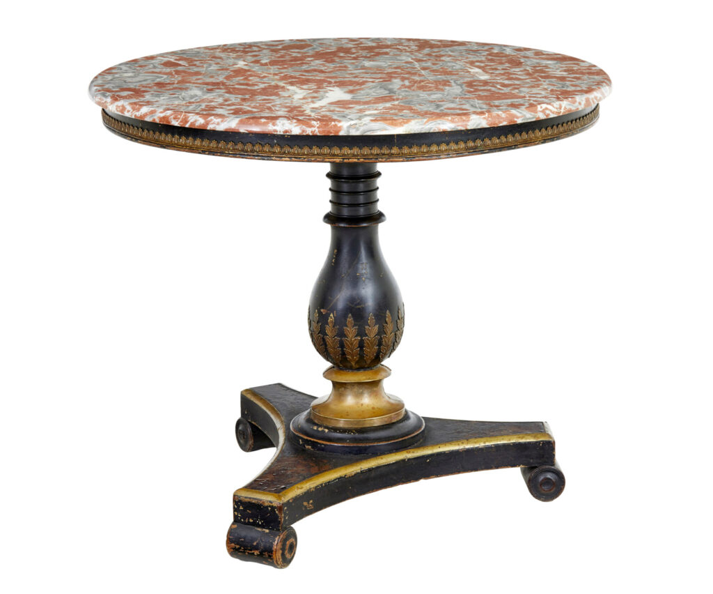 19th Century Ebonised Marble Top Centre Table