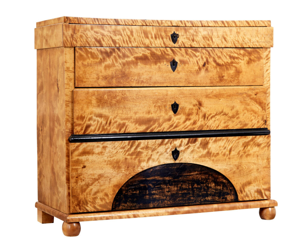 19th Century Biedermeier Birch Chest of Drawers