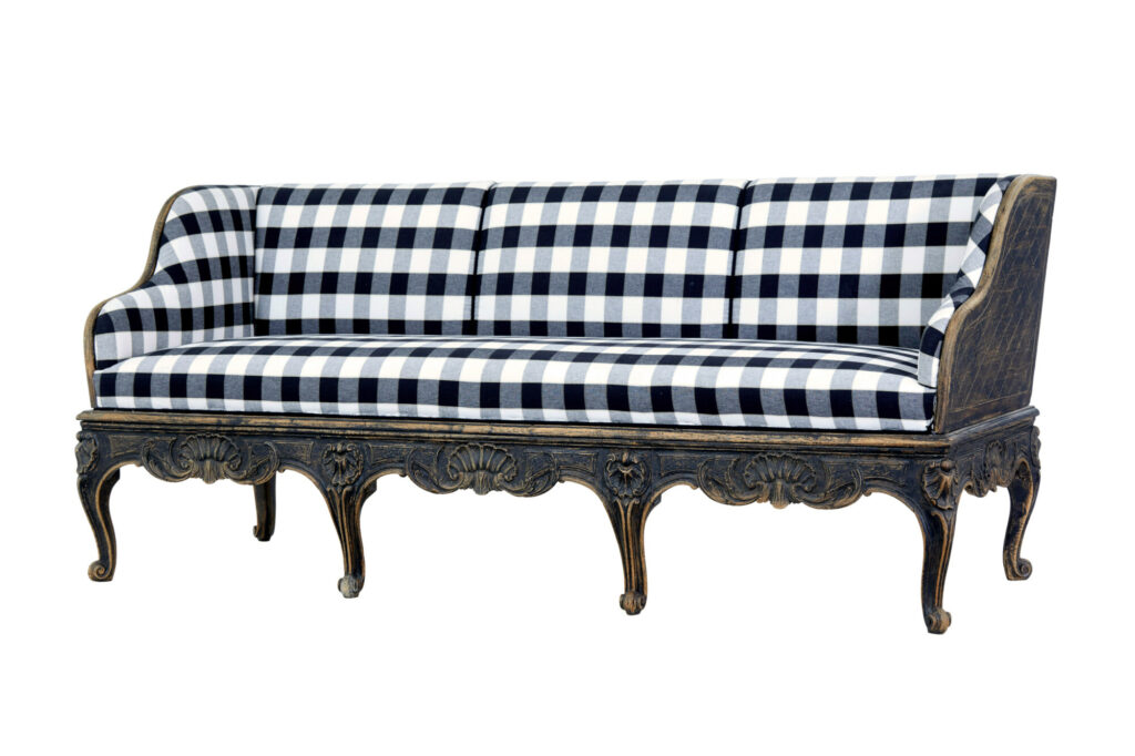 Early 19th Century Carved Oak Swedish Painted Sofa