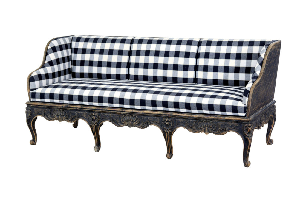 Early 19th Century Carved Oak Swedish Painted Sofa — image 2