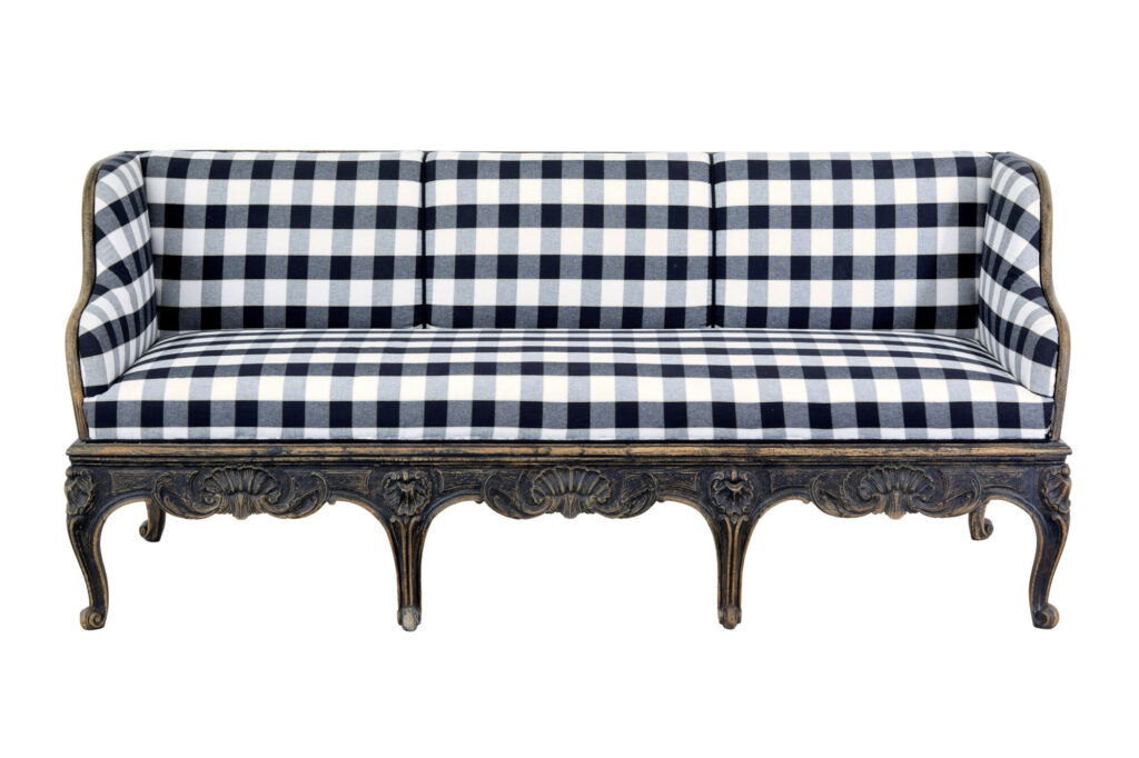 Early 19th Century Carved Oak Swedish Painted Sofa — image 3