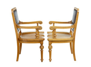 Pair of Oak and Leather  Arts and Crafts Library Chairs — thumbnail 9
