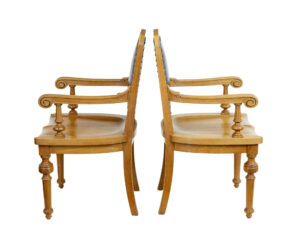 Pair of Oak and Leather  Arts and Crafts Library Chairs — thumbnail 10
