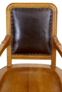 Pair of Oak and Leather  Arts and Crafts Library Chairs — thumbnail 5