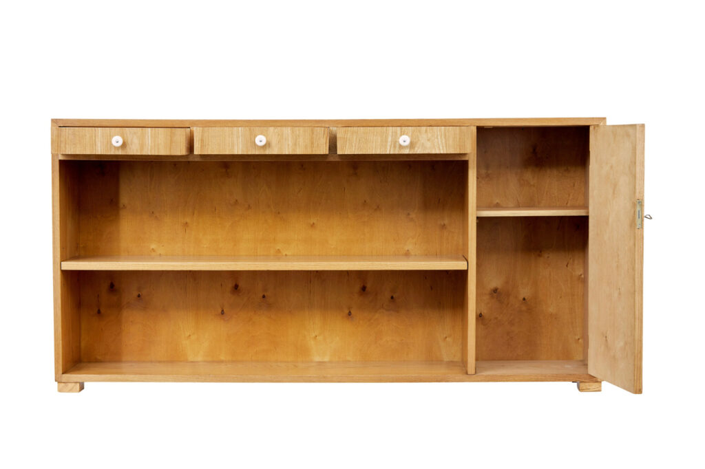 Scandinavian Mid 20th Century Low Elm Bookcase — image 9