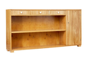 Scandinavian Mid 20th Century Low Elm Bookcase — thumbnail 1