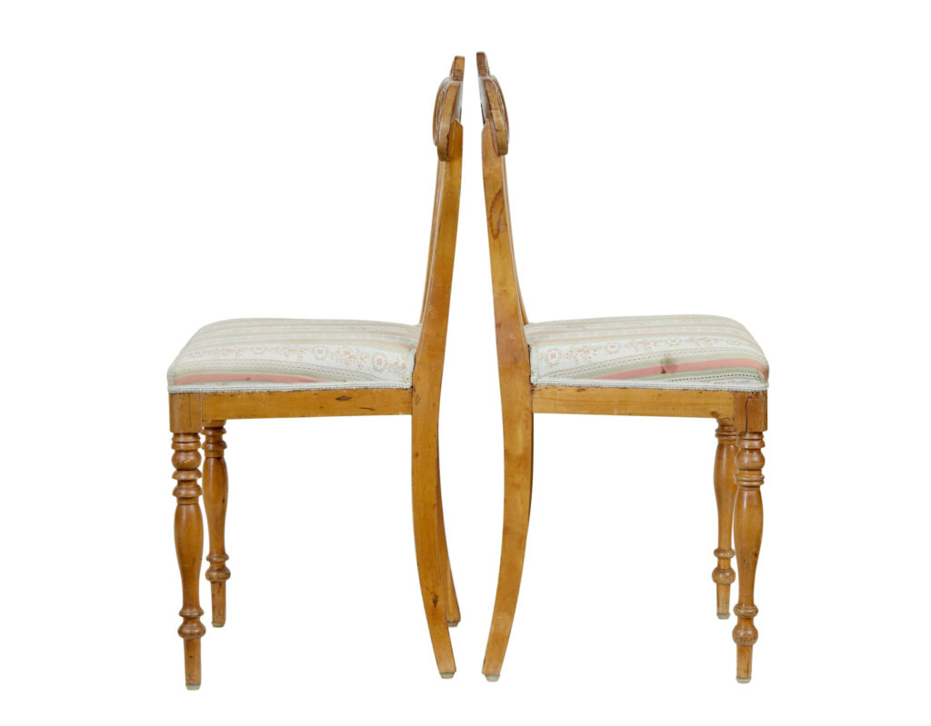 Pair of Early 20th Century Carved Birch Hall Chairs — image 5