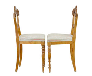Pair of Early 20th Century Carved Birch Hall Chairs — thumbnail 4