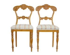 Pair of Early 20th Century Carved Birch Hall Chairs — thumbnail 6