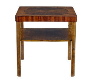 Mid 20th Century Walnut and Birch Inlaid Coffee Table — thumbnail 5