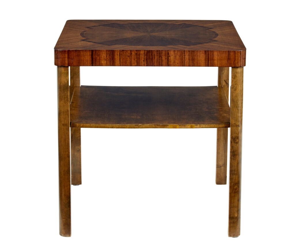 Mid 20th Century Walnut and Birch Inlaid Coffee Table — image 6