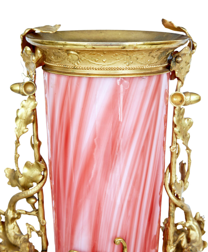 1930’s French Art Glass Vase with Ormolu Mounts — image 6