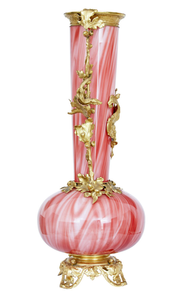 1930’s French Art Glass Vase with Ormolu Mounts — image 7