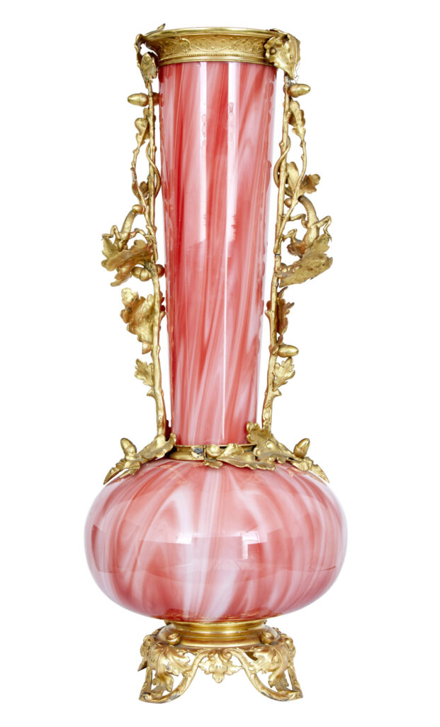 1930’s French Art Glass Vase with Ormolu Mounts — image 8