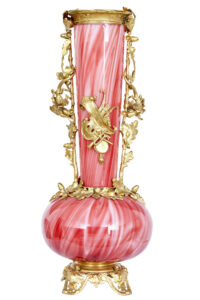 1930’s FRENCH ART GLASS VASE WITH ORMOLU MOUNTS