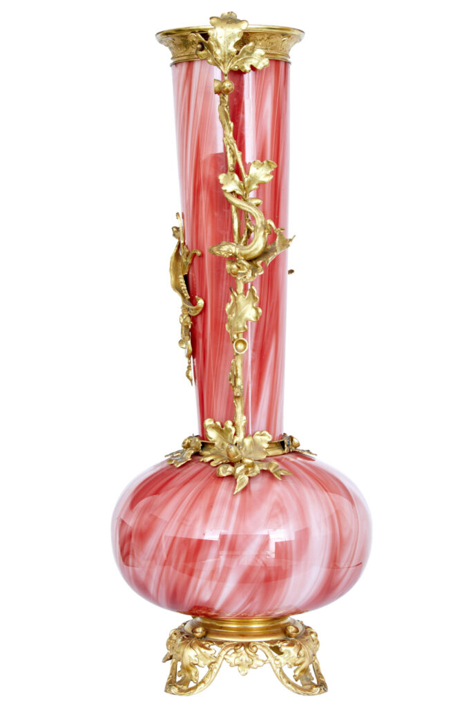 1930’s French Art Glass Vase with Ormolu Mounts — image 9