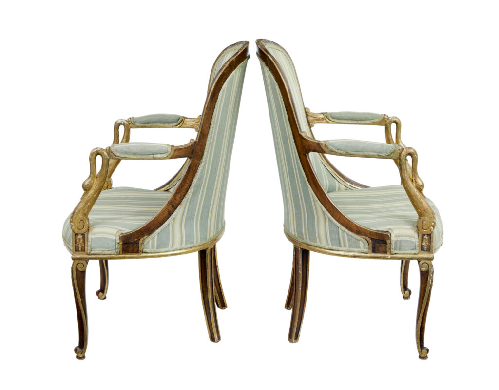 Pair of Mid 19th Century French Walnut and Gilt Armchairs — image 4