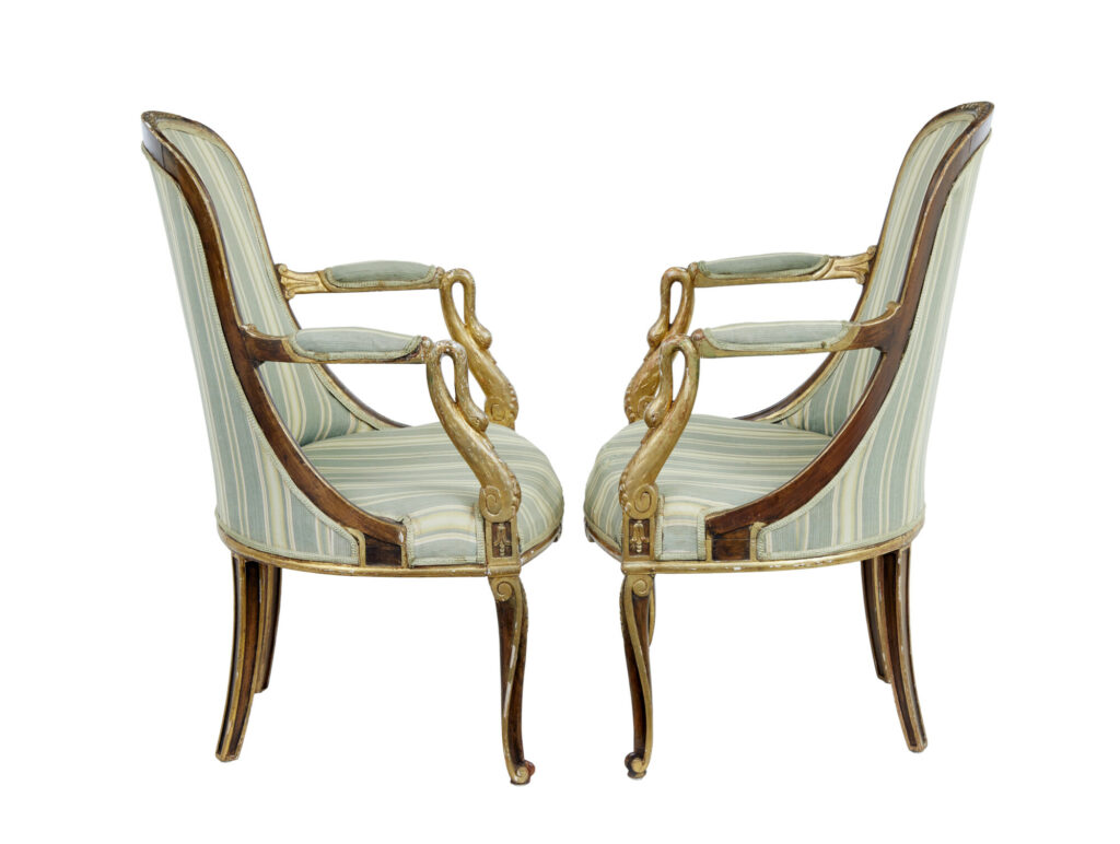 Pair of Mid 19th Century French Walnut and Gilt Armchairs — image 3