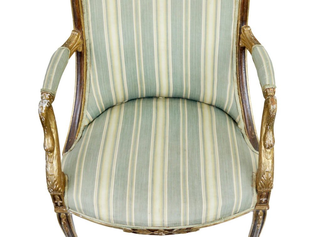 Pair of Mid 19th Century French Walnut and Gilt Armchairs — image 5