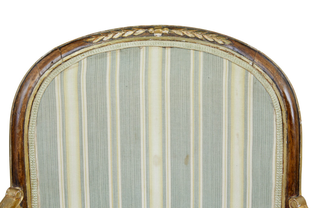 Pair of Mid 19th Century French Walnut and Gilt Armchairs — image 7