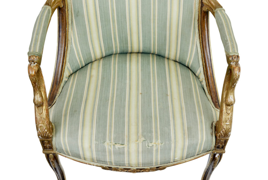 Pair of Mid 19th Century French Walnut and Gilt Armchairs — image 6
