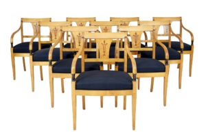 Set of 10 Art Deco Swedish Birch Dining Armchairs — thumbnail 1