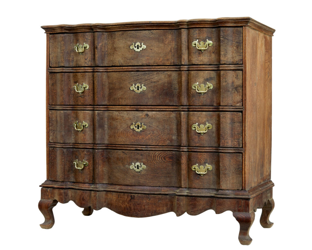 Large 19th Century Baroque Revival Danish Oak Chest of Drawers