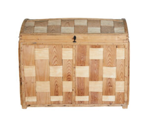 Scandinavian Early 20th Century Woven Pine Dome Top Trunk — thumbnail 7