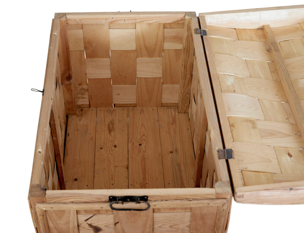 Scandinavian Early 20th Century Woven Pine Dome Top Trunk — image 2