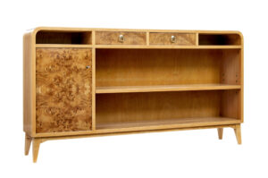 Elm Mid 20th Century Scandinavian Low Open Bookcase — thumbnail 1