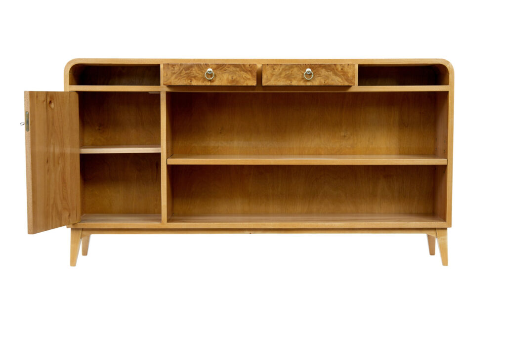 Elm Mid 20th Century Scandinavian Low Open Bookcase — image 4