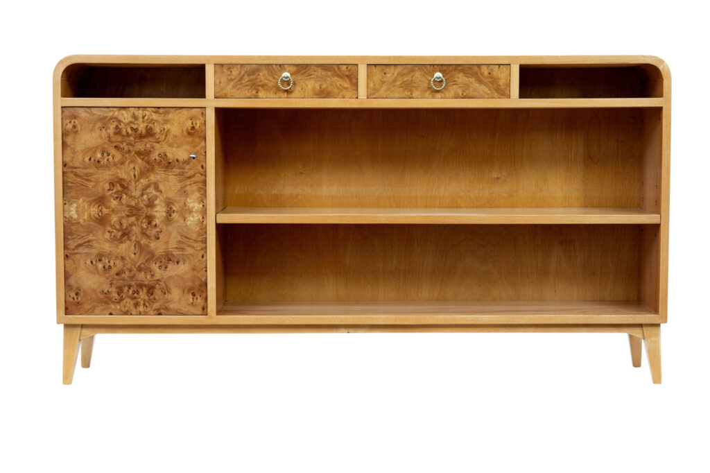 Elm Mid 20th Century Scandinavian Low Open Bookcase — image 5