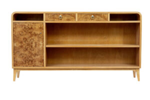 Elm Mid 20th Century Scandinavian Low Open Bookcase — thumbnail 5