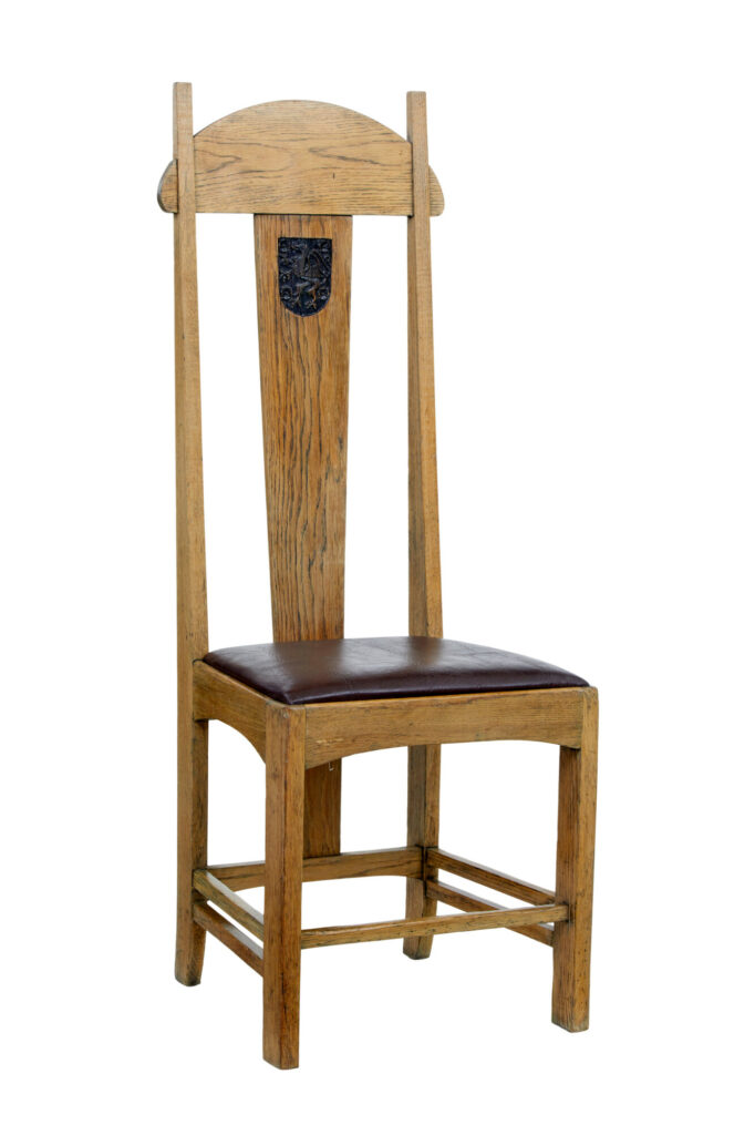 Late 19th Century Carved Oak Arts and Crafts Chair