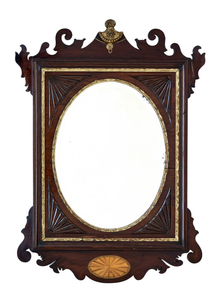 LATE 19TH CENTURY AMERICAN SHERATON REVIVAL WALNUT MIRROR