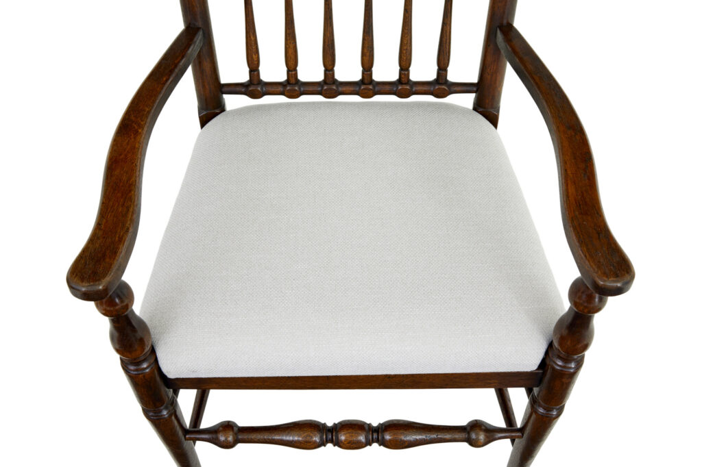 Set of 6+2 Oak Spindle Back Dining Chairs — image 5