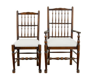 Set of 6+2 Oak Spindle Back Dining Chairs — thumbnail 10