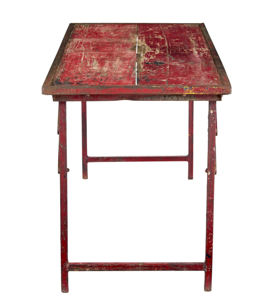 1920S’ Painted French Pine and Metal Folding Table — image 3