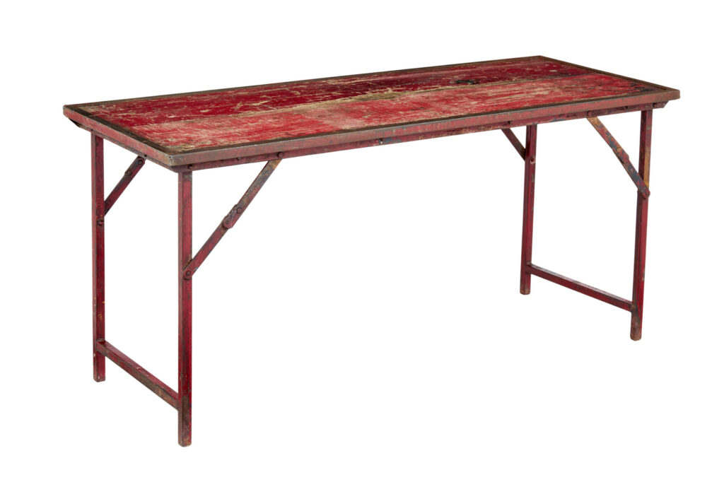 1920S’ Painted French Pine and Metal Folding Table