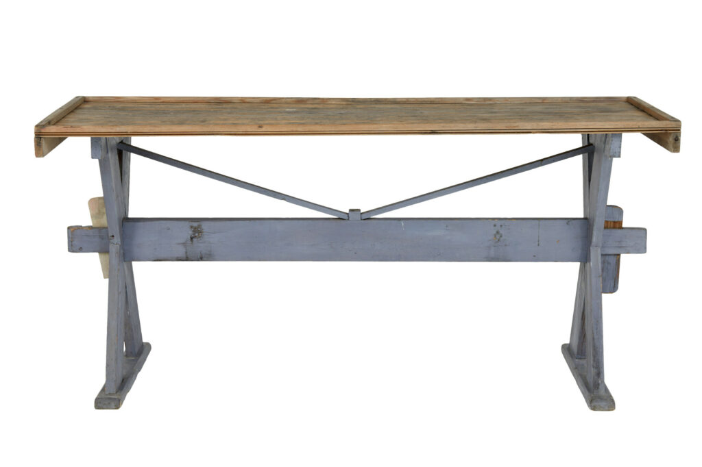 19th Century Pine X Frame Painted Work Table — image 4