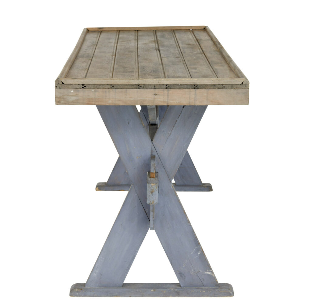 19th Century Pine X Frame Painted Work Table — image 5