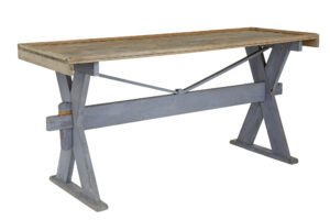 19th Century Pine X Frame Painted Work Table — thumbnail 1