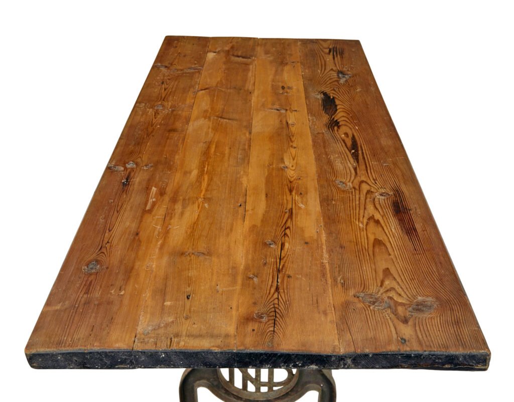 Early 20th Century Industrial Cast Iron and Pine Work Table — image 3