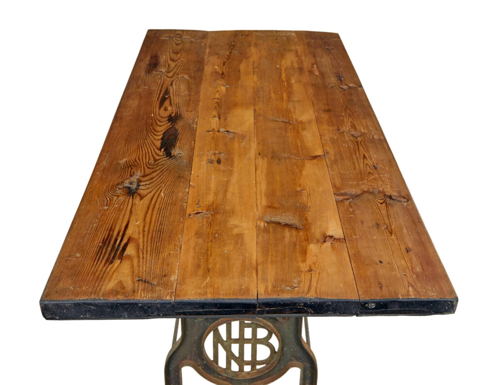 Early 20th Century Industrial Cast Iron and Pine Work Table — image 2